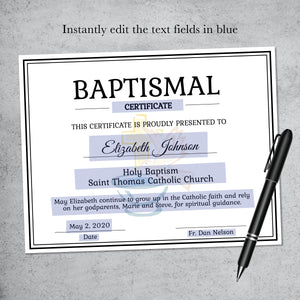 printable christening religious certificate template for baptism