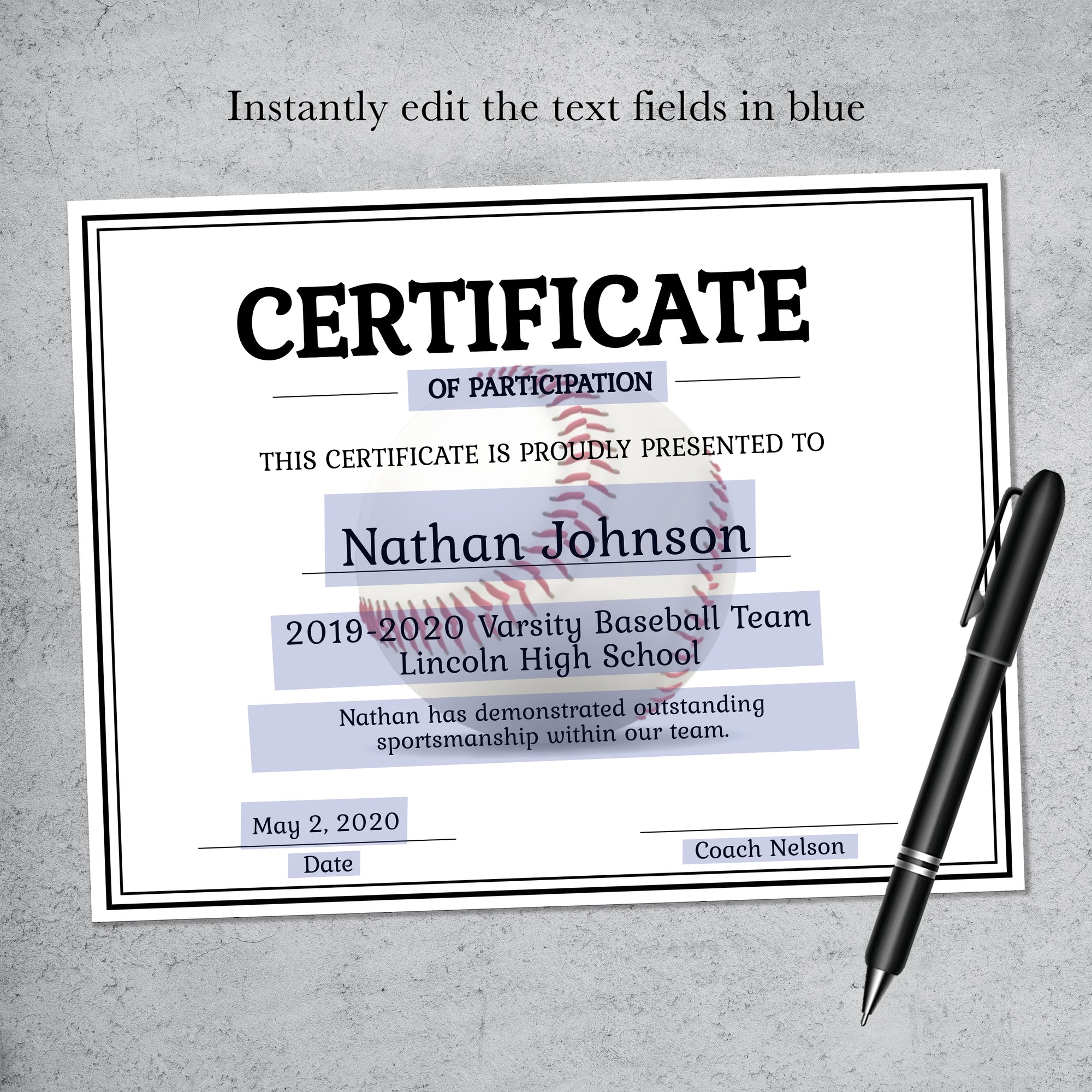 Editable Baseball Certificate Template - Printable Youth Baseball Award Template - LillyBellePaperie editable-baseball-certificate-template-printable-youth-baseball-award-template-lillybellepaperie