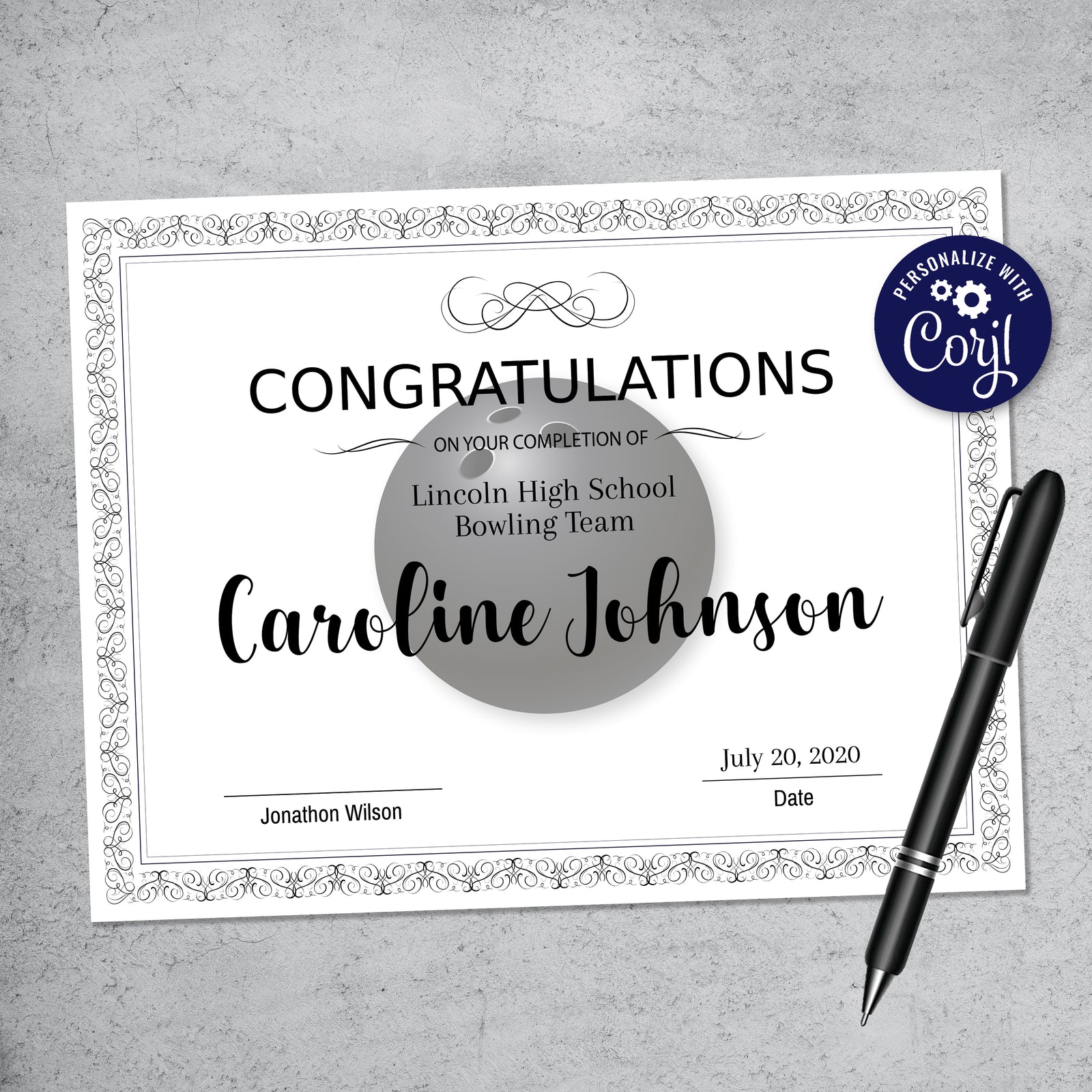 Printable Bowling Certificate