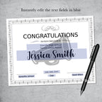 Editable cheerleading award certificate template, printable cheer team congratulations certificate