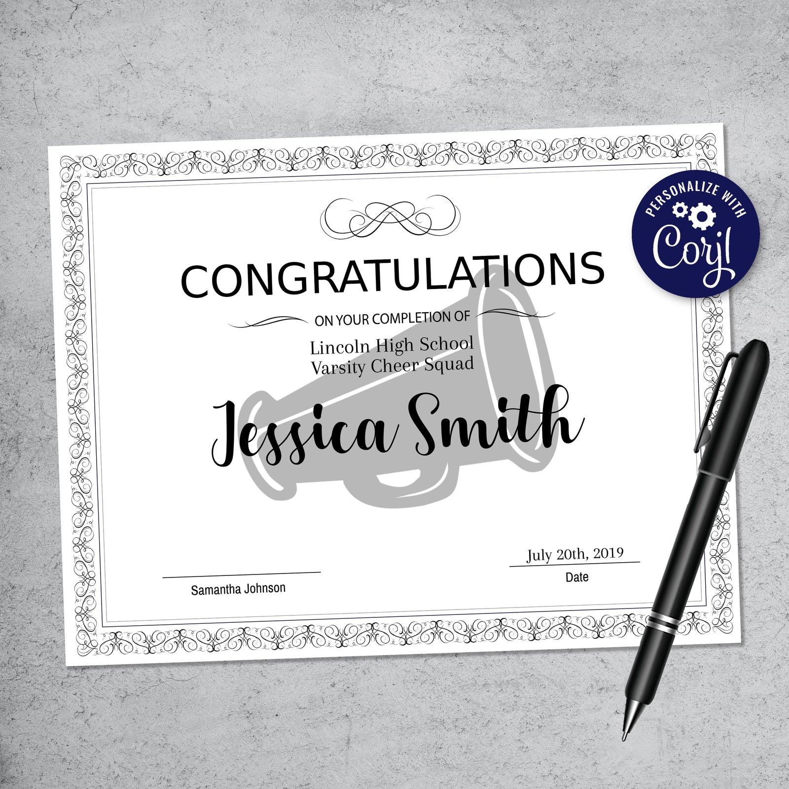 Printable Cheerleading Certificate