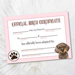 Printable Dachshund Birth Certificate