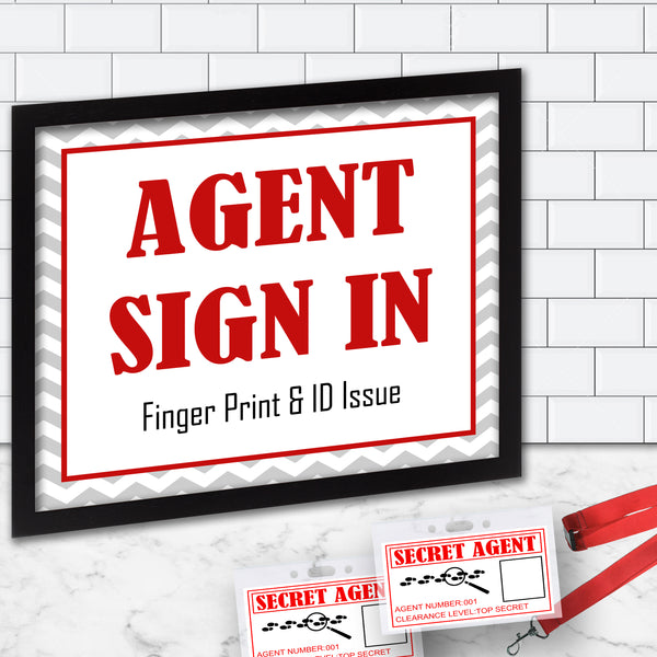 Red Sign In Sheet - Entrance Sign Poster - Spy/Secret Agent Birthday ...