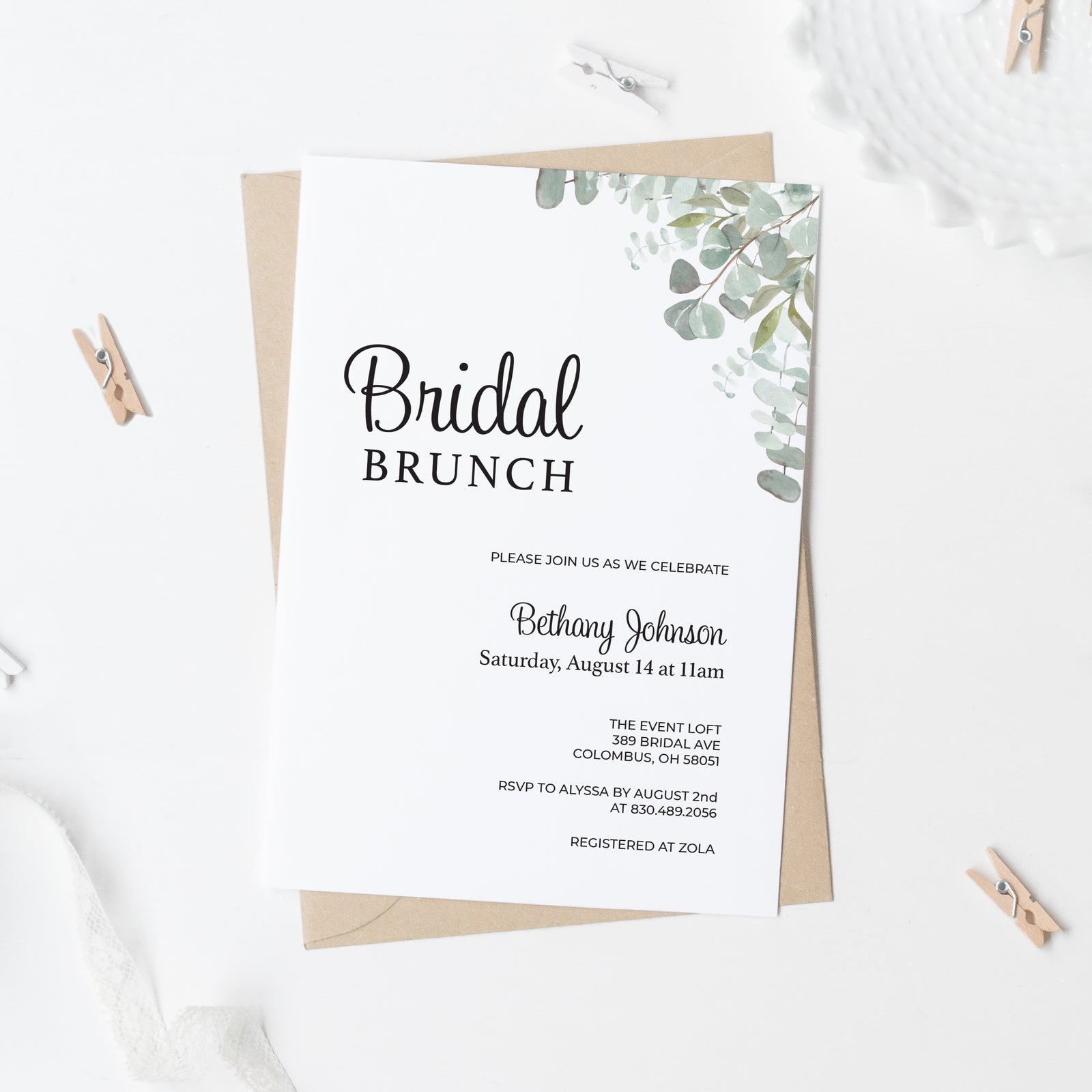 Eucalyptus Bridal Shower Invitations