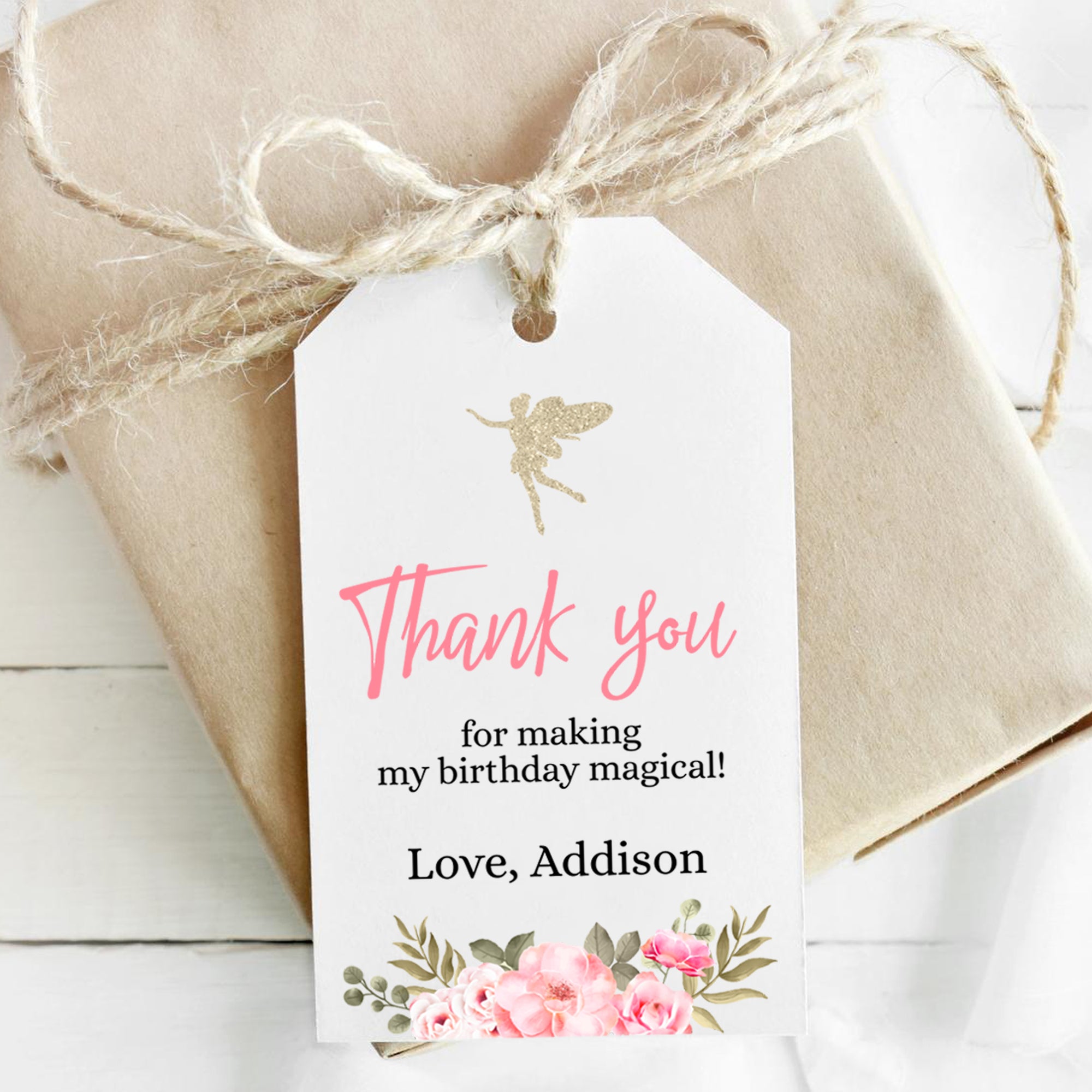 Magical Garden Thank You Favor Gift Tags for Girls Birthday Party Ideas