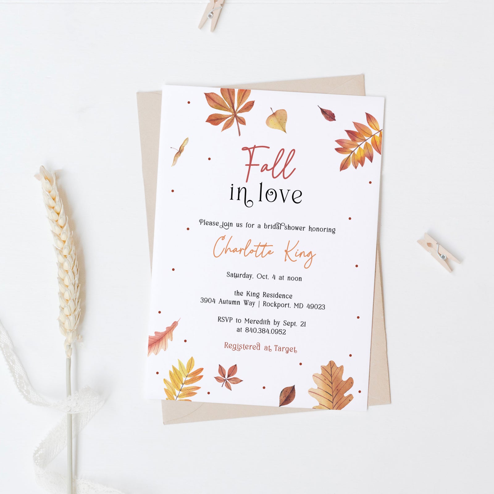 Fall in Love Bridal Shower Invitation