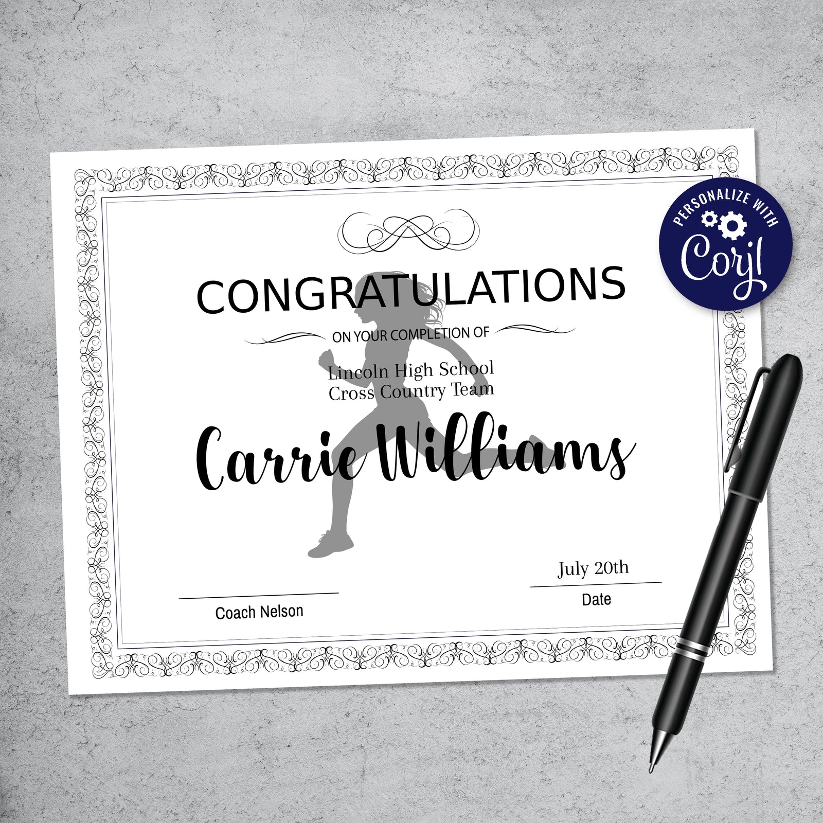 Cross Country Certificate (Girls)