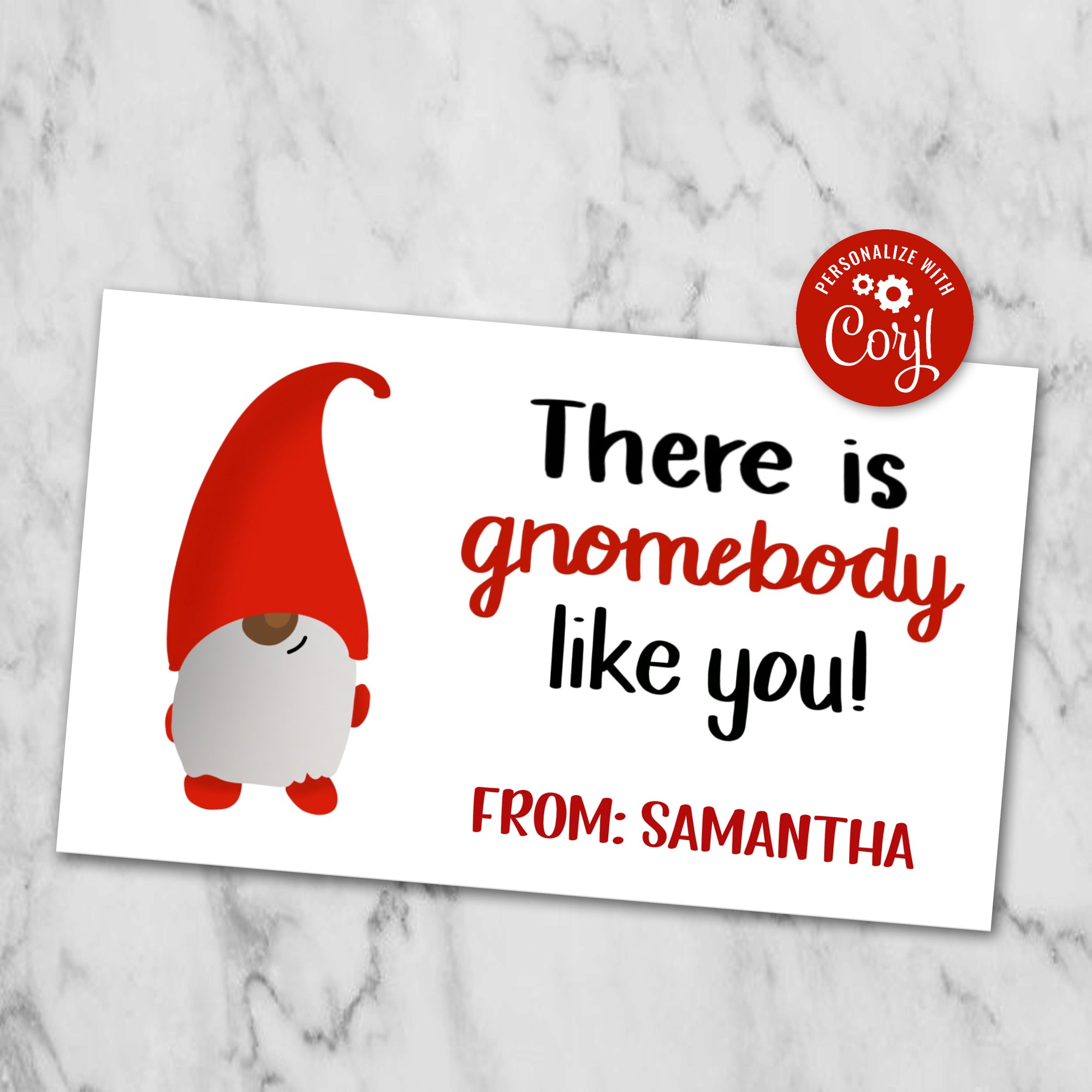 Gnome Cards for Valentine's Day - African American Gnome Cards - POC Gifts for Valentines Day - There is Gnomebody Like You Gifts - Personalized Gnome Cards - Editable Gnome Cards for School Classroom Party