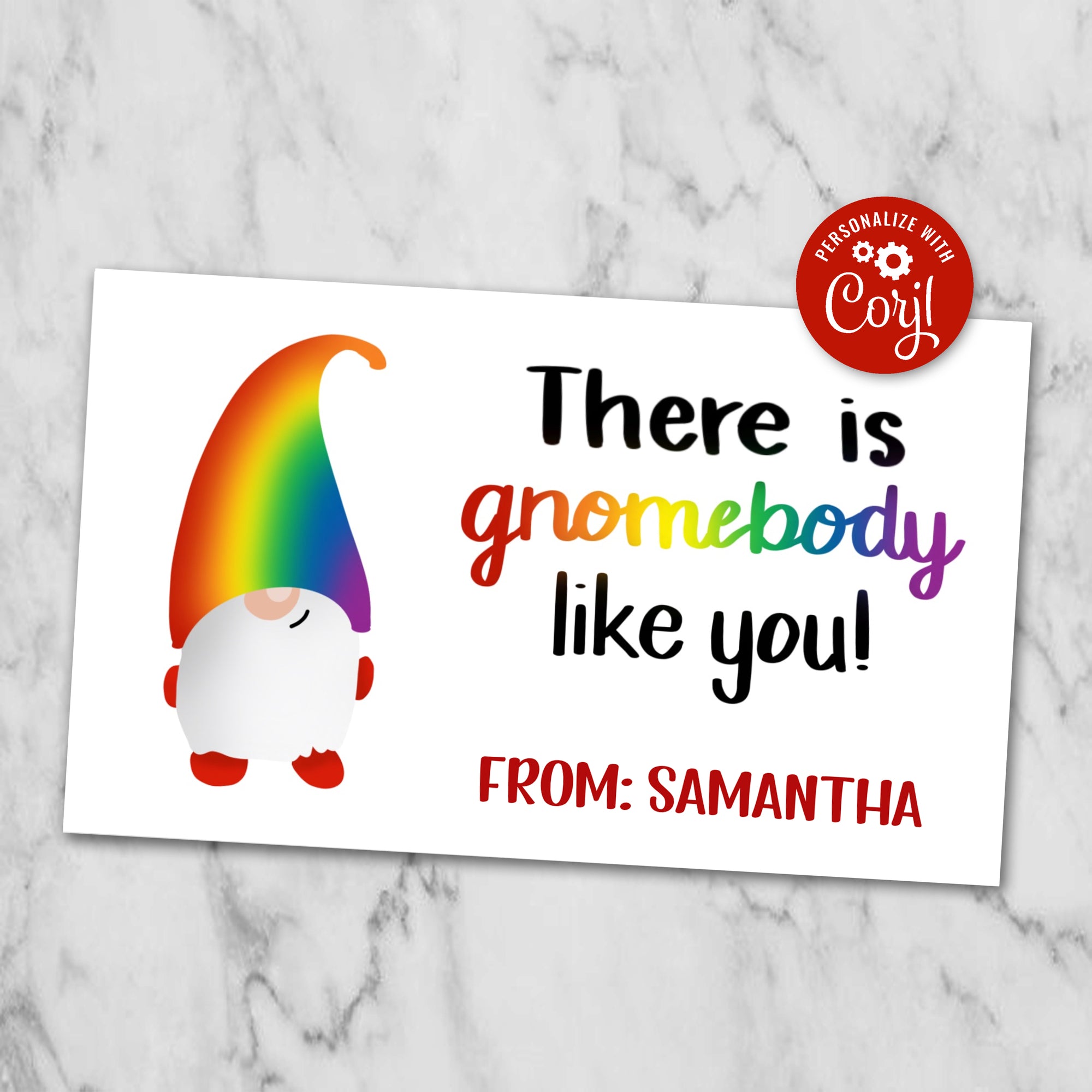 LGBTQ Valentine's Day Card, Rainbow Gnome Card for LGBTQ Community, Pride Gifts for Valentine's Day
