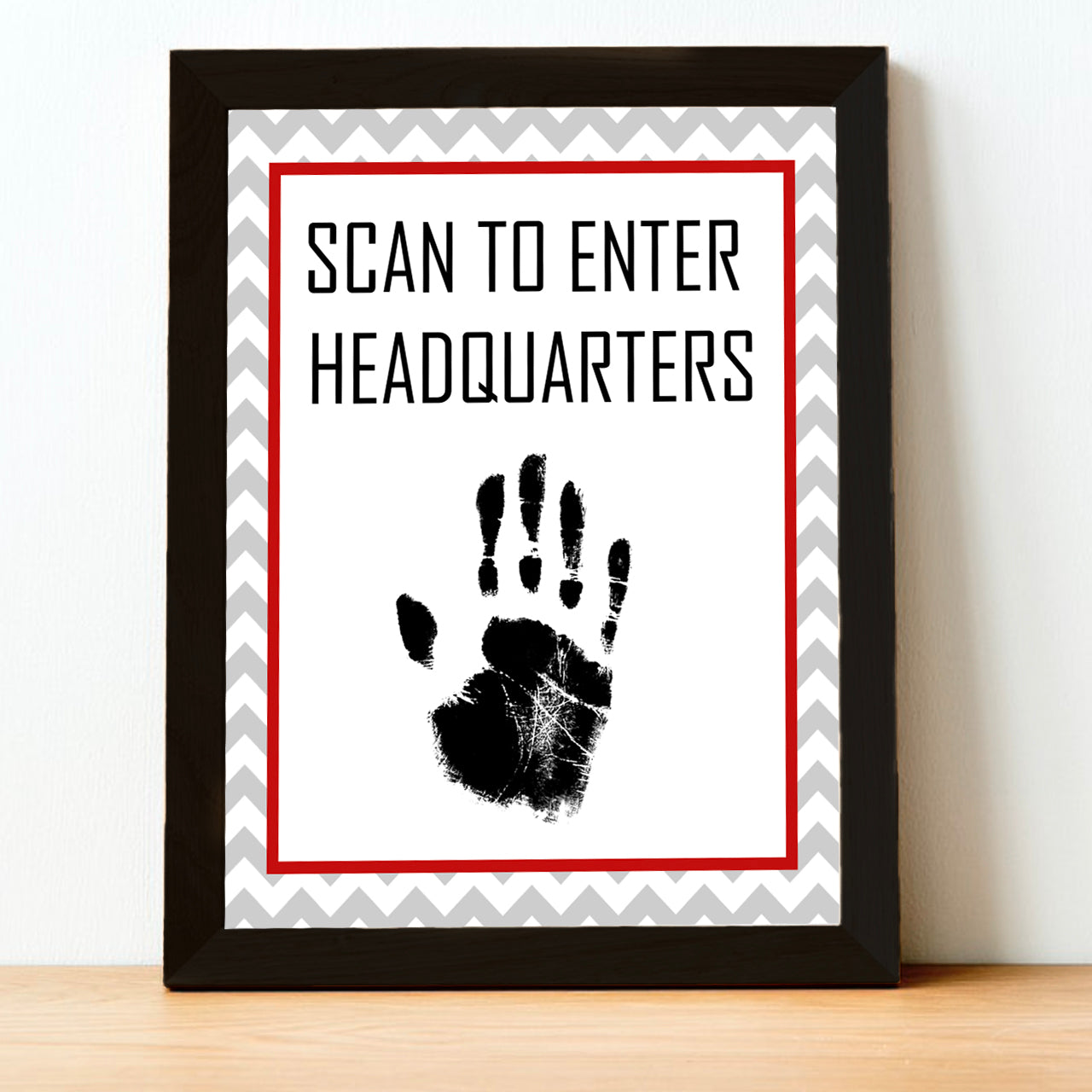 Printed Handprint framed sign for detective boys birthday party