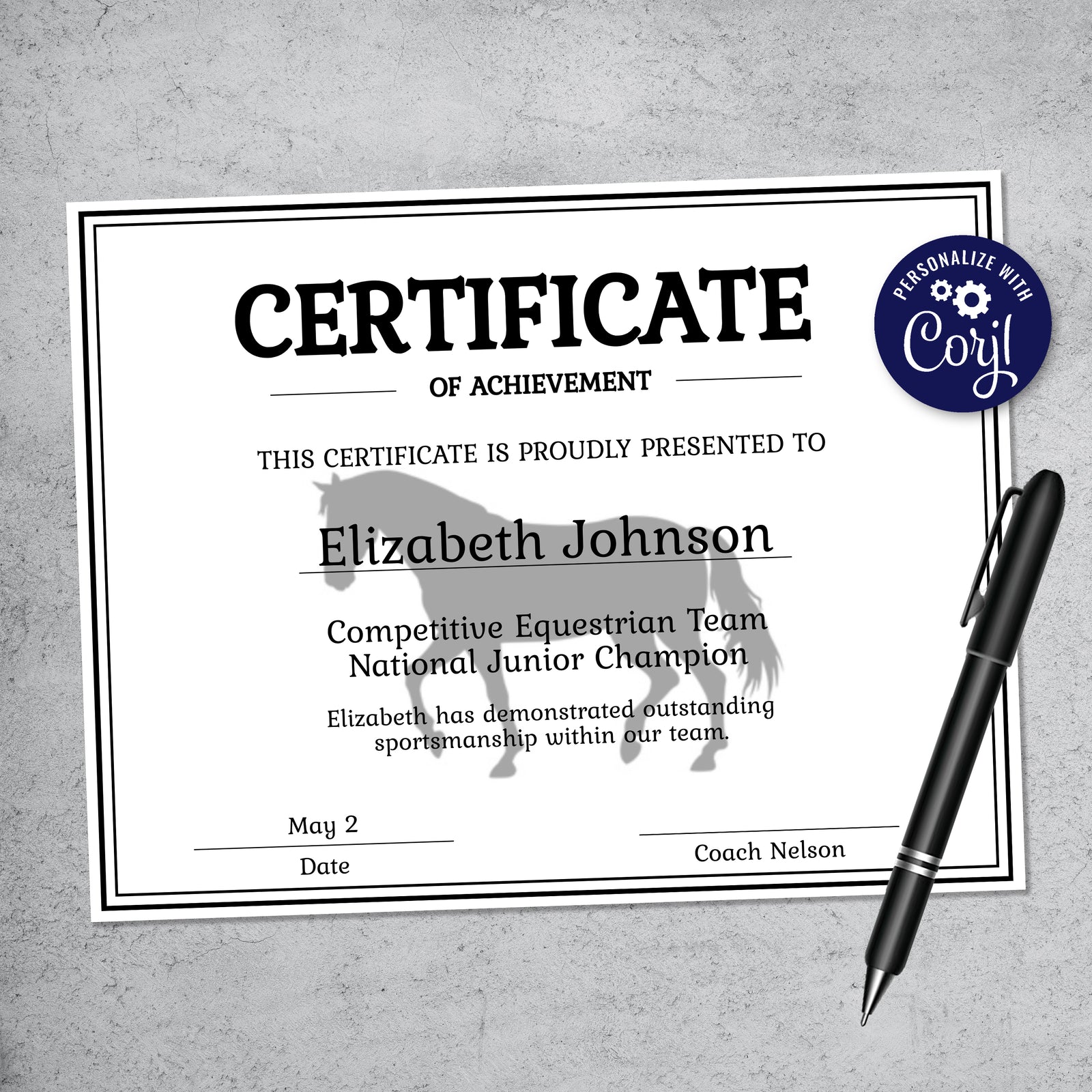 Printable Horse Certificate