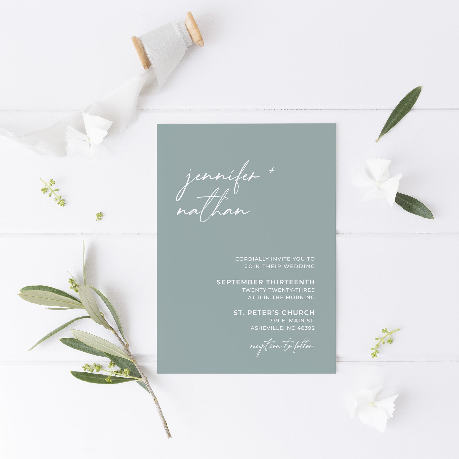 Sage Green Wedding Invitation