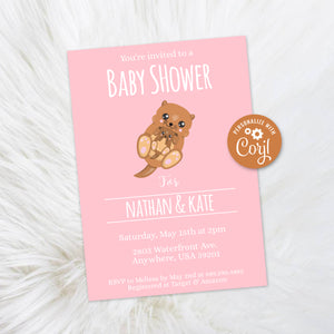 Pink Baby Otter Thank You Cards