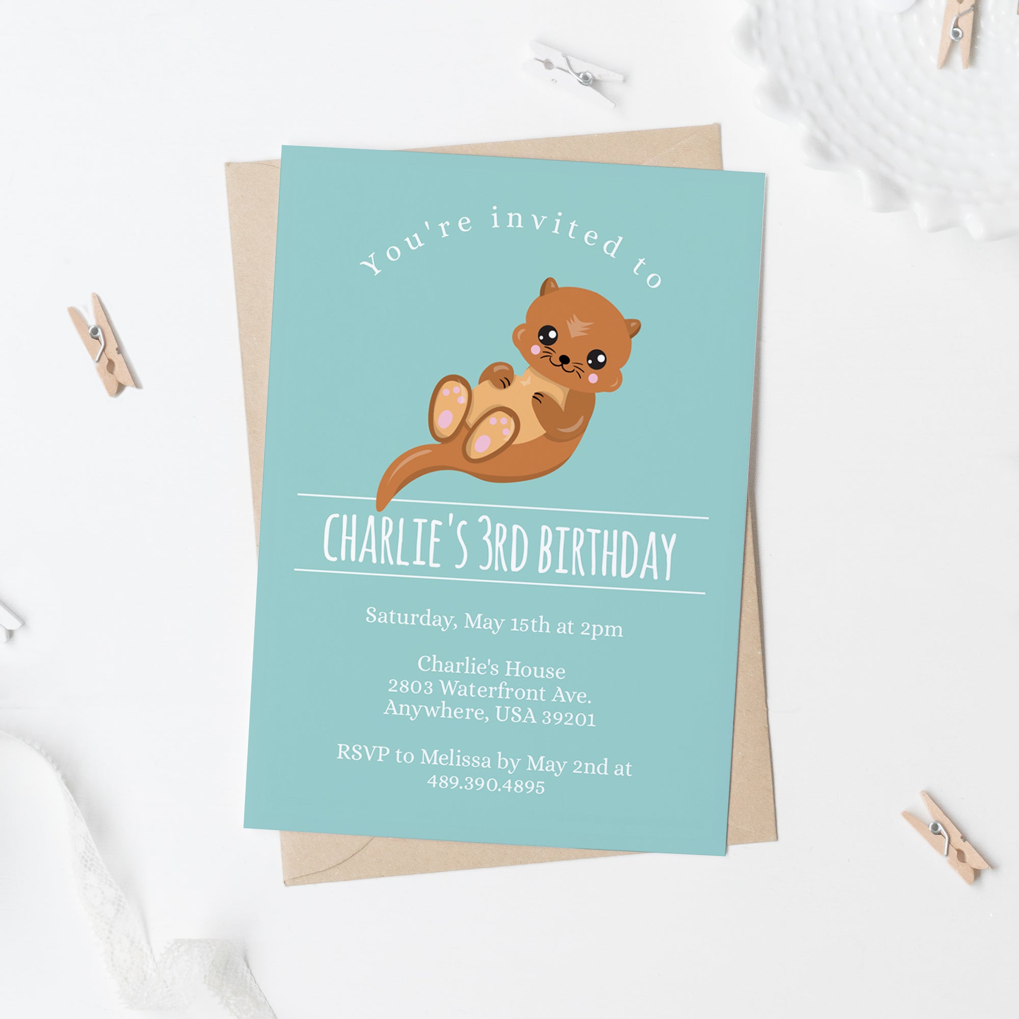 Otter Birthday Party Invitation