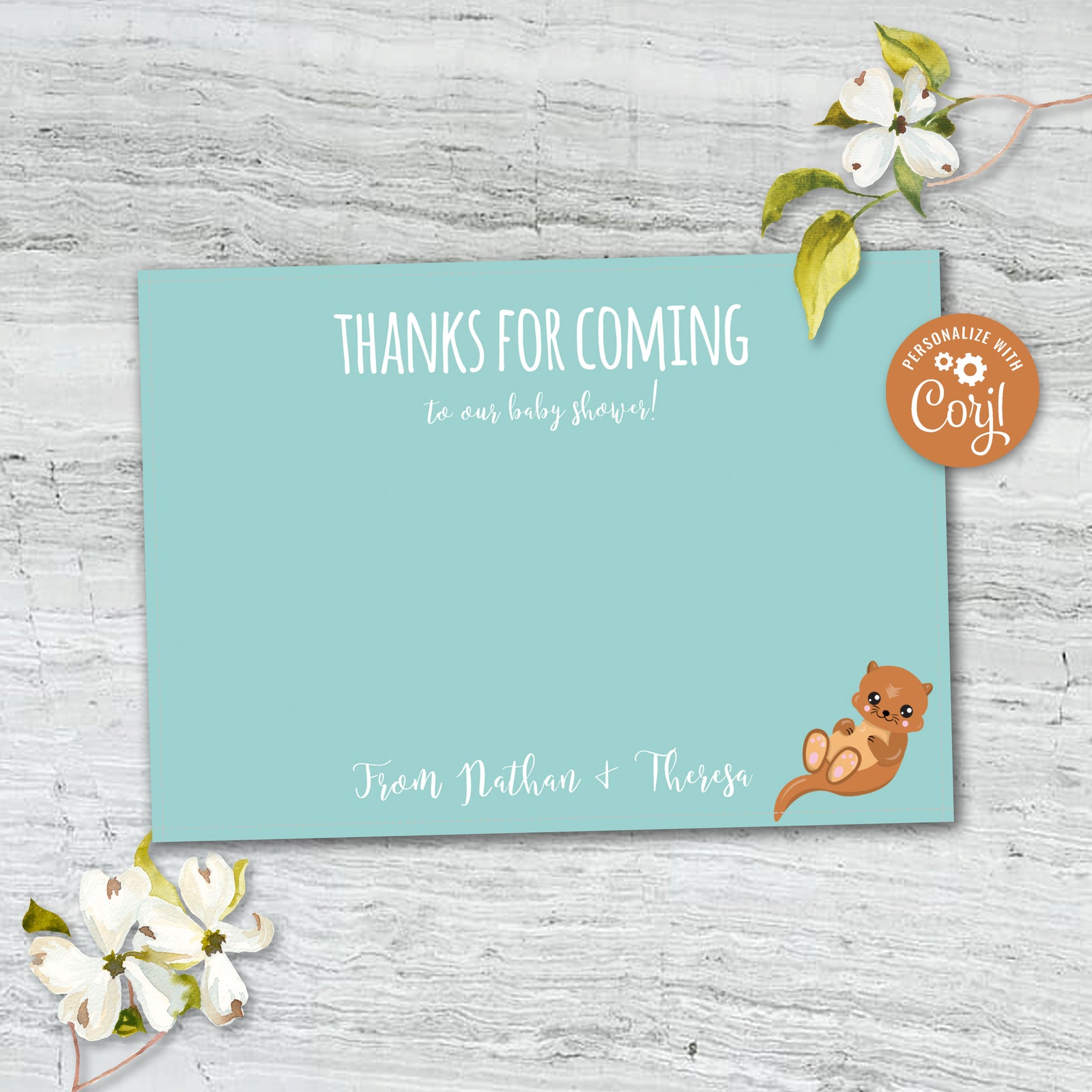 Baby Otter Thank You Cards