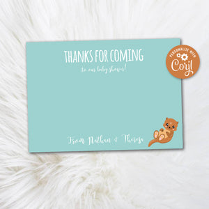 Pink Baby Otter Thank You Cards