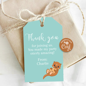 Otter Thank You Tags, Printable Sea Otter Party Favors, Personalized Thank You Tags