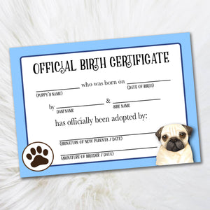 Blue Husky Birth Certificate Pug Certificates, Adoption Certificate, Official Birth Certificate for Dog Breeders