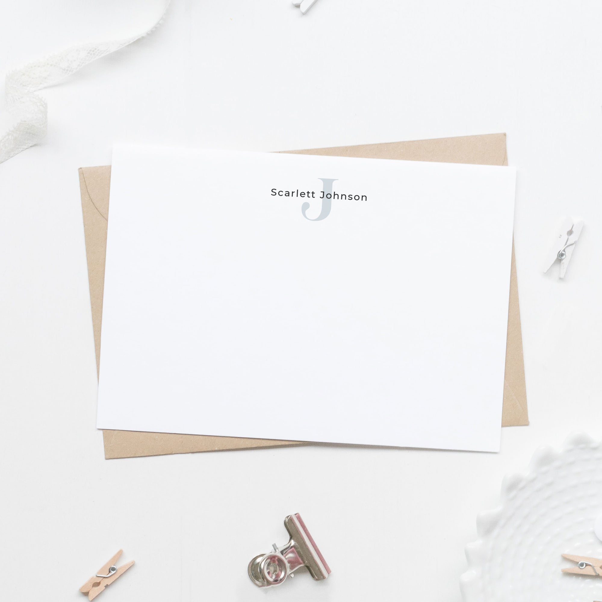Modern Personalized Stationery Flat Note Cards