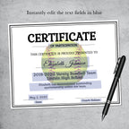 Editable softball certificate of recognition template, printable sports award for softball players