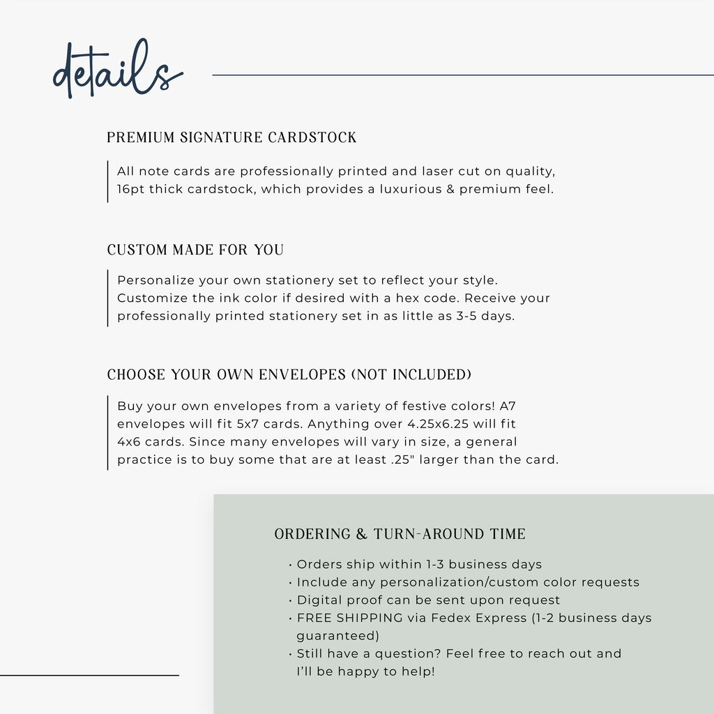 Personalized Flat Stationery Notes