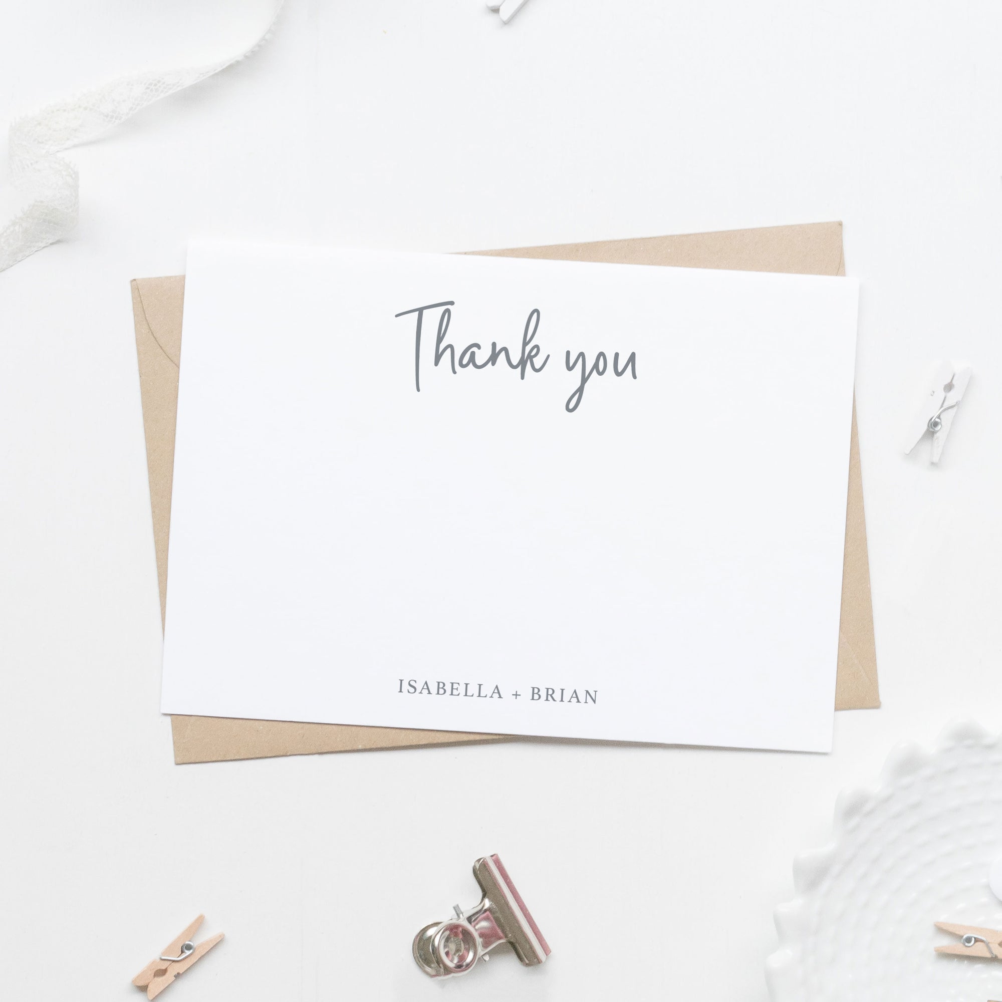 Personalized Thank You Flat Stationery Cards