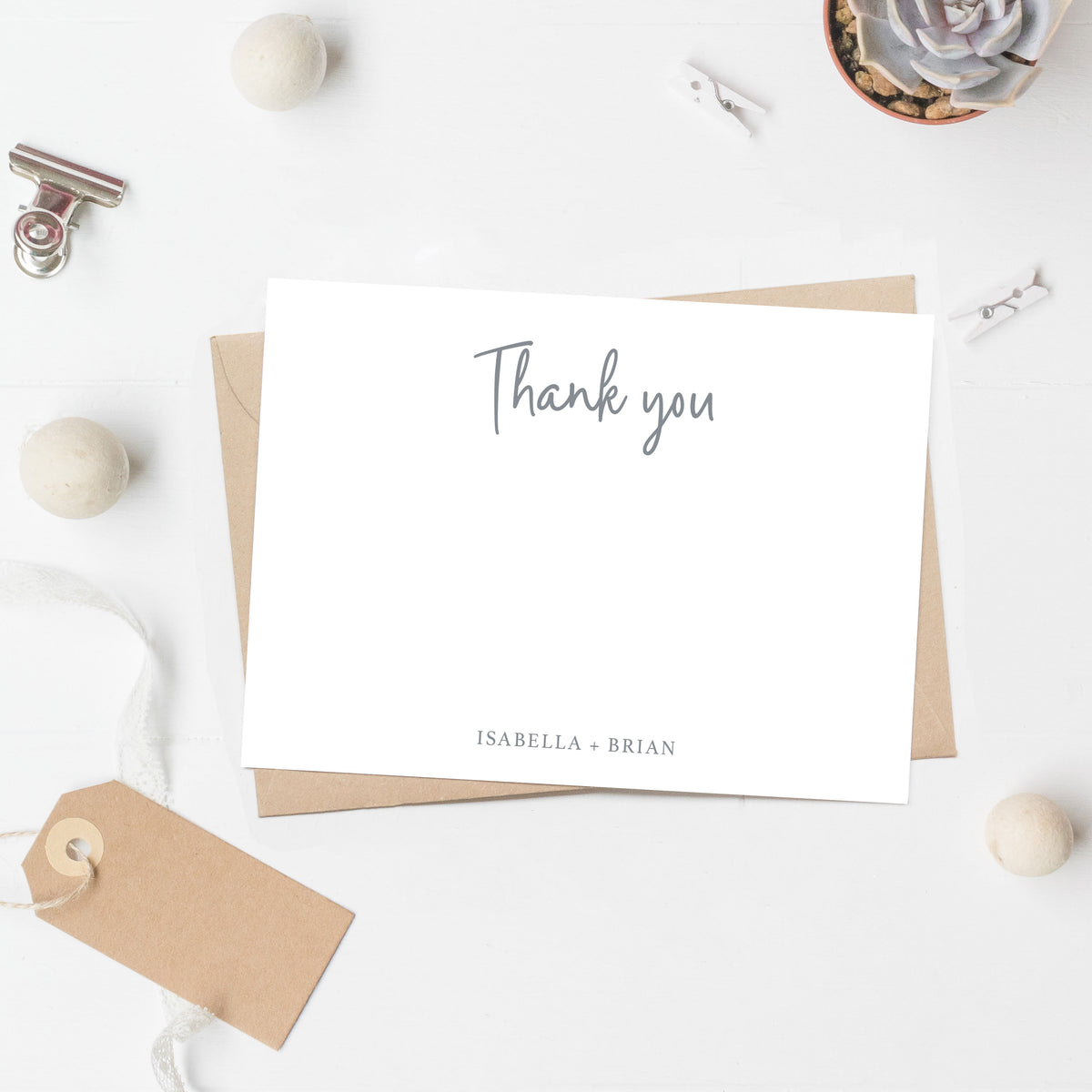 Personalized Thank You Flat Stationery Cards
