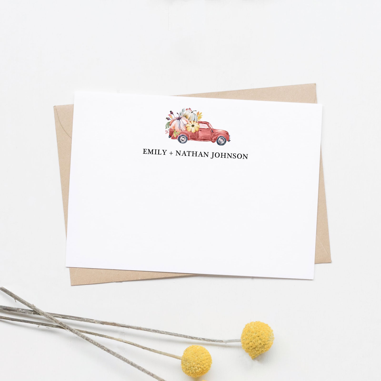 Fall Truck Personalized Flat Notes