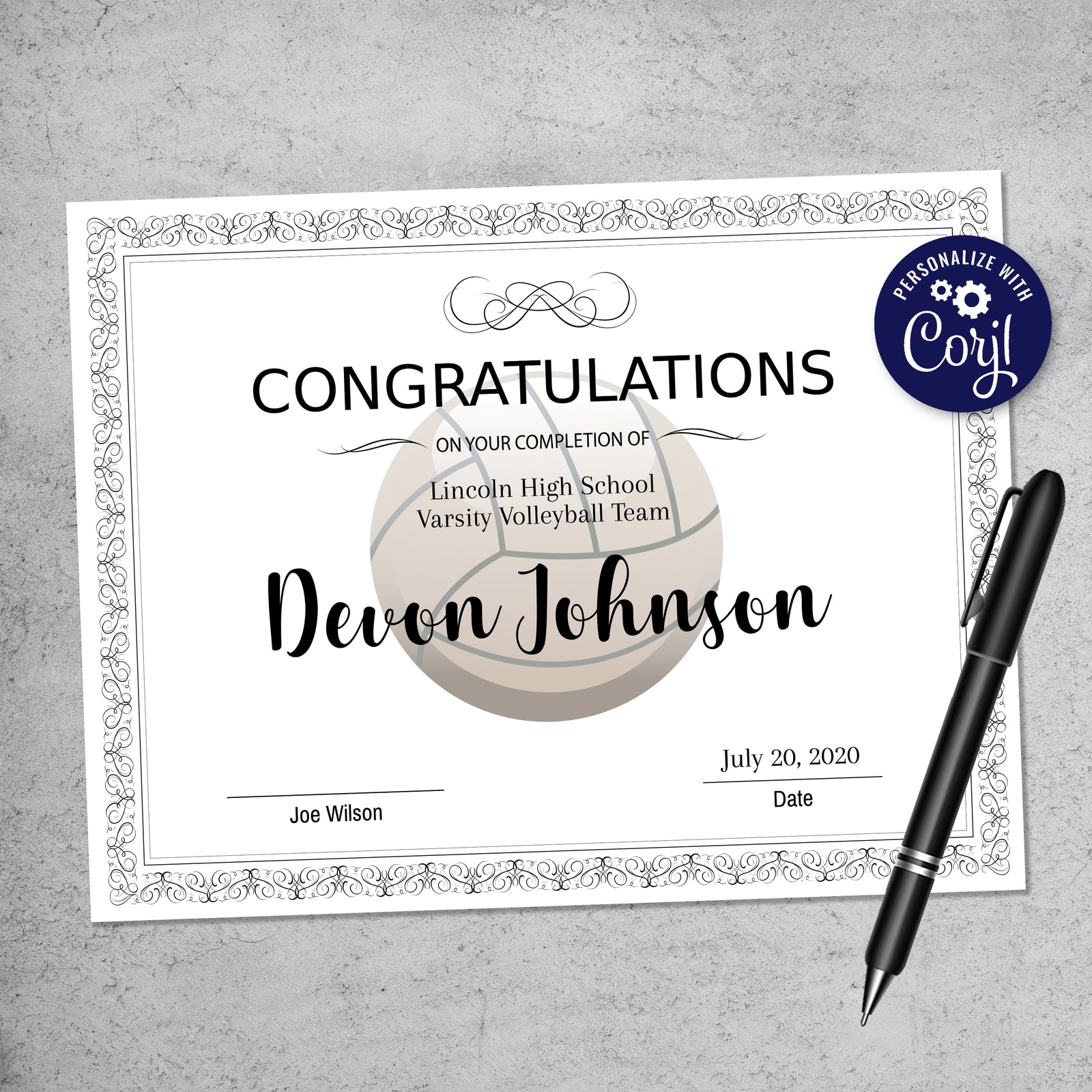 Volleyball Certificate