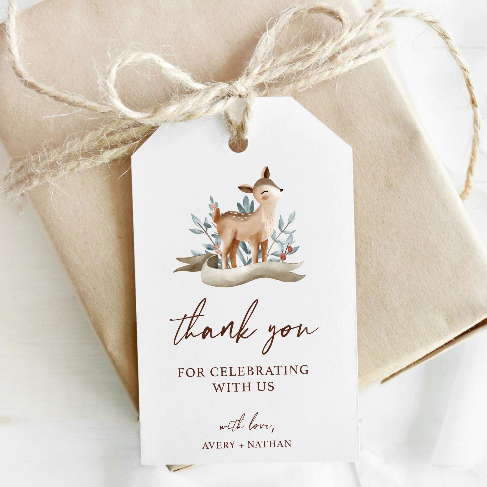 Printable Baby Fawn Thank You Tags