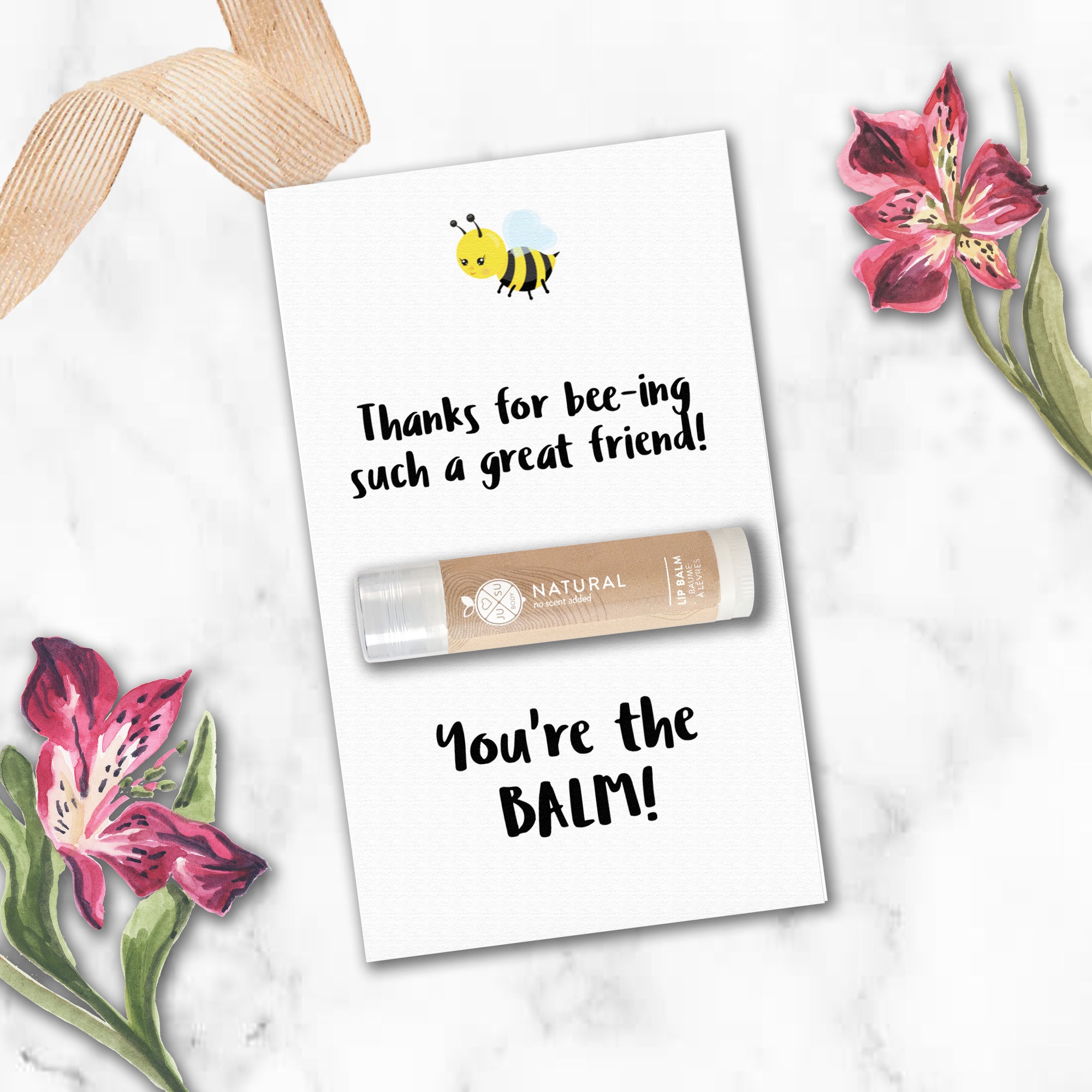 Printable Bee Lip Balm Cards