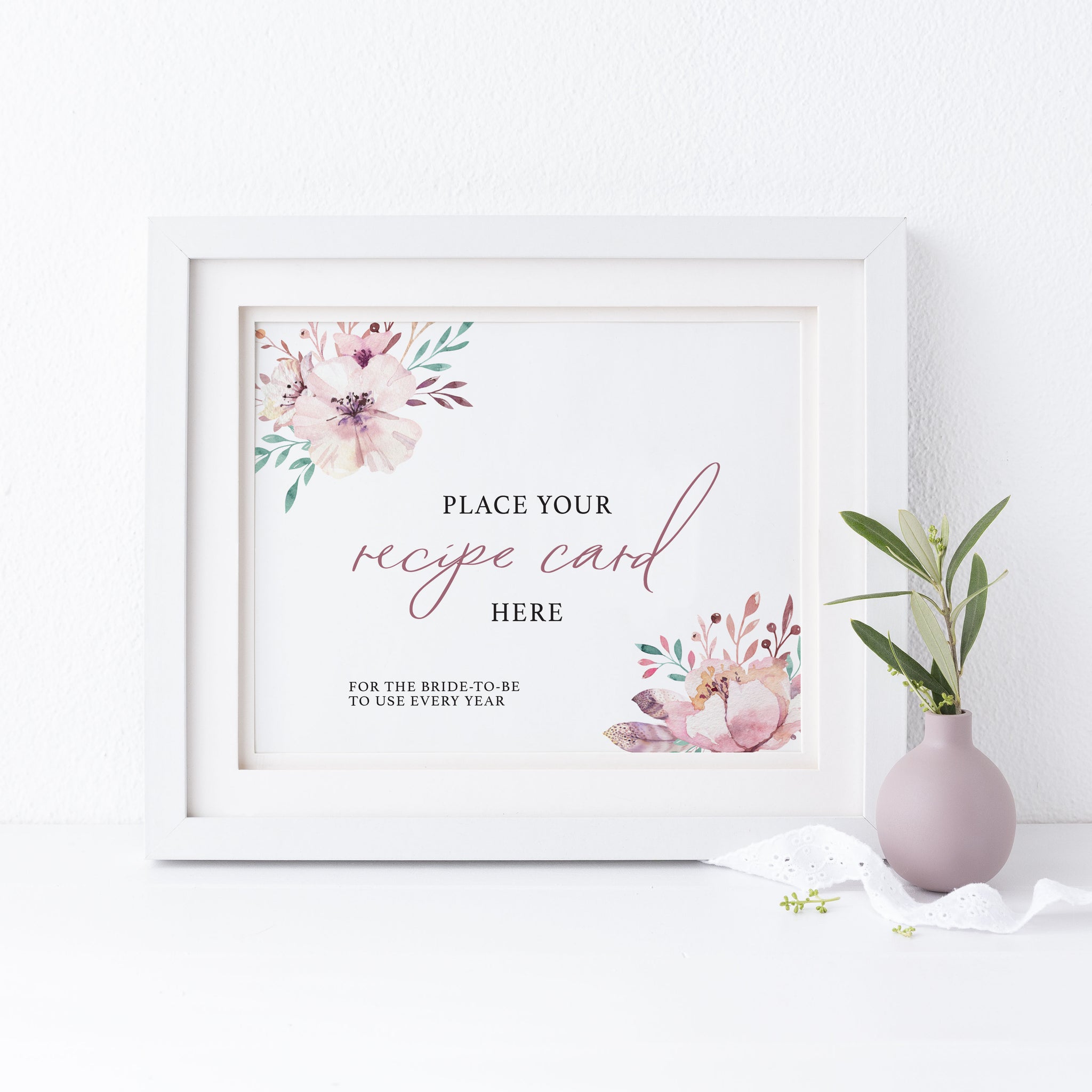 Printable Recipe Card Bridal Shower Sign - Recipe Cards Wedding Print ...