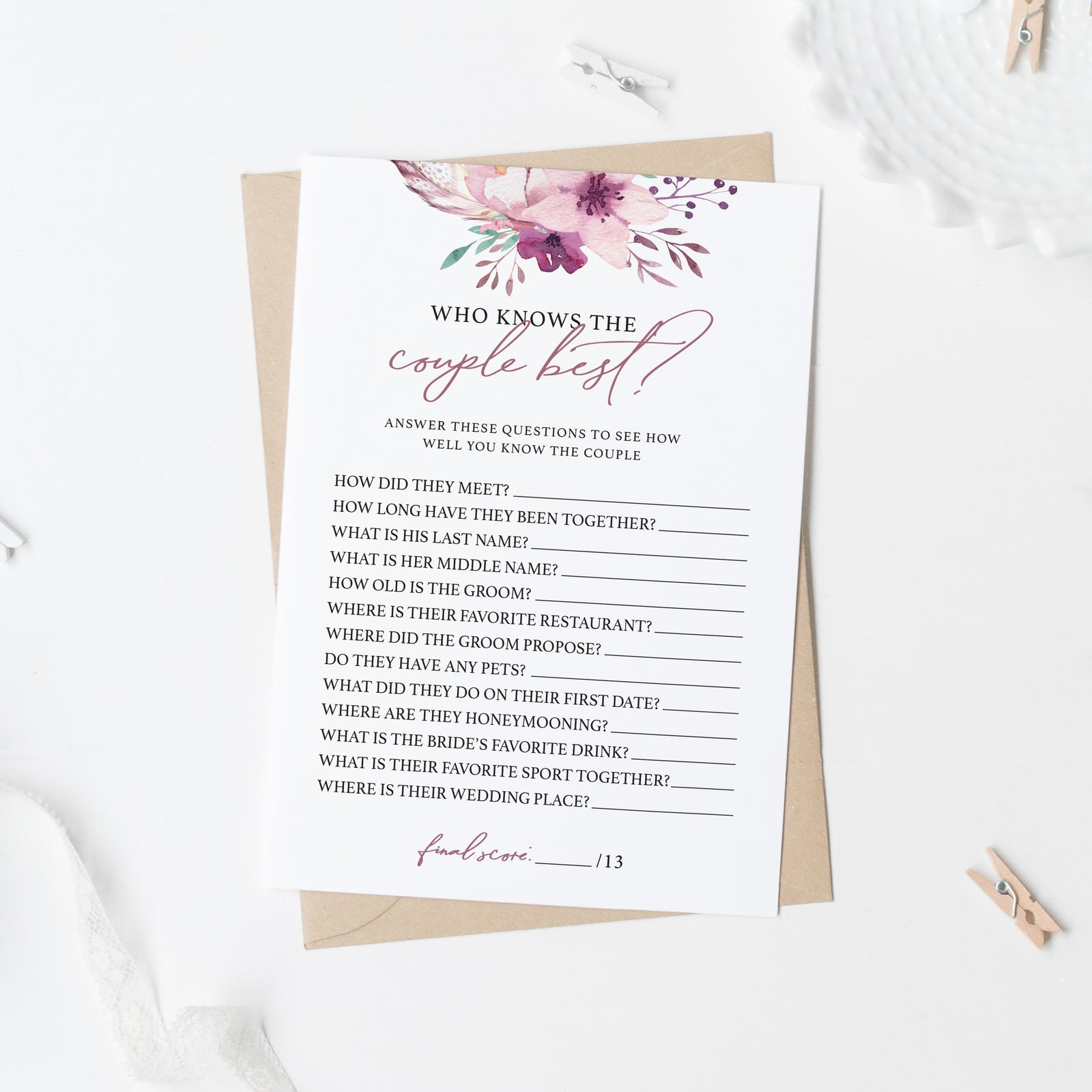 Who Knows the Couple Best Cards