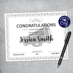 Editable cheer award certificate, printable cheerleading congratulations certificate template