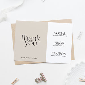 neutral personalized thank you small business card insert for packaging