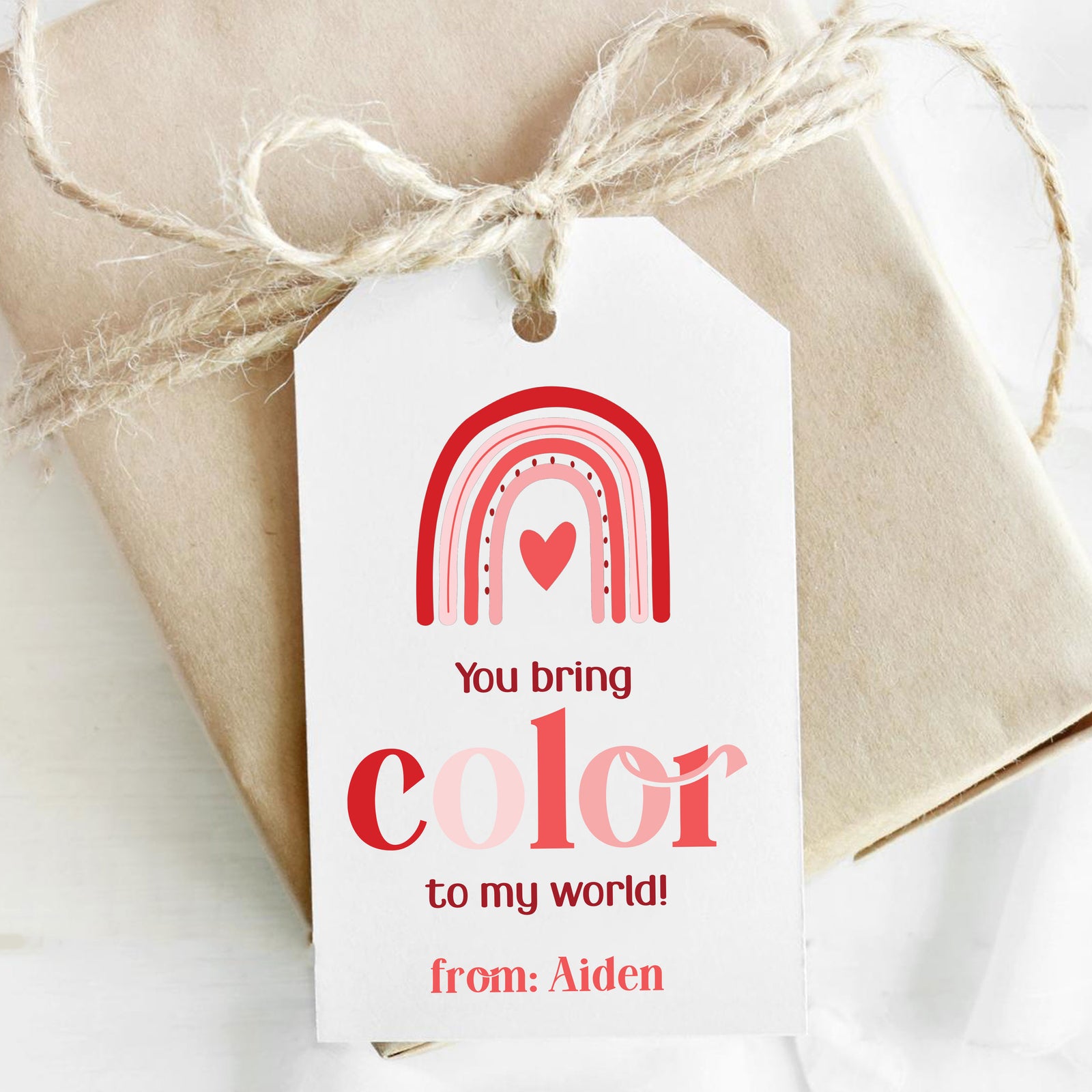 Printable You Color My World Rainbow Tags