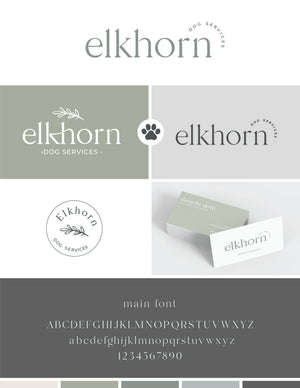 Elkhorn Dog Services Style Guide in Sage Green and Grey Colors