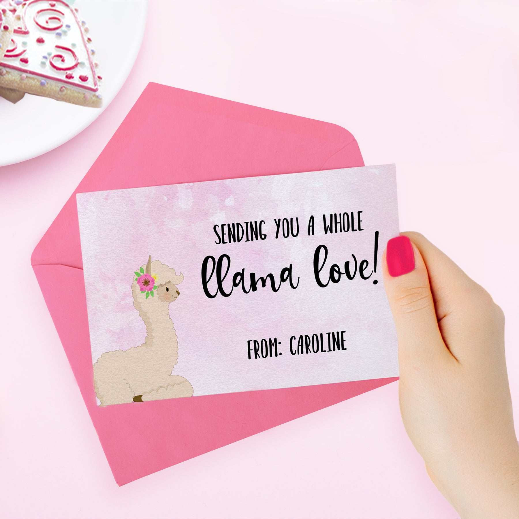 Printable Llama Valentine's Day Card