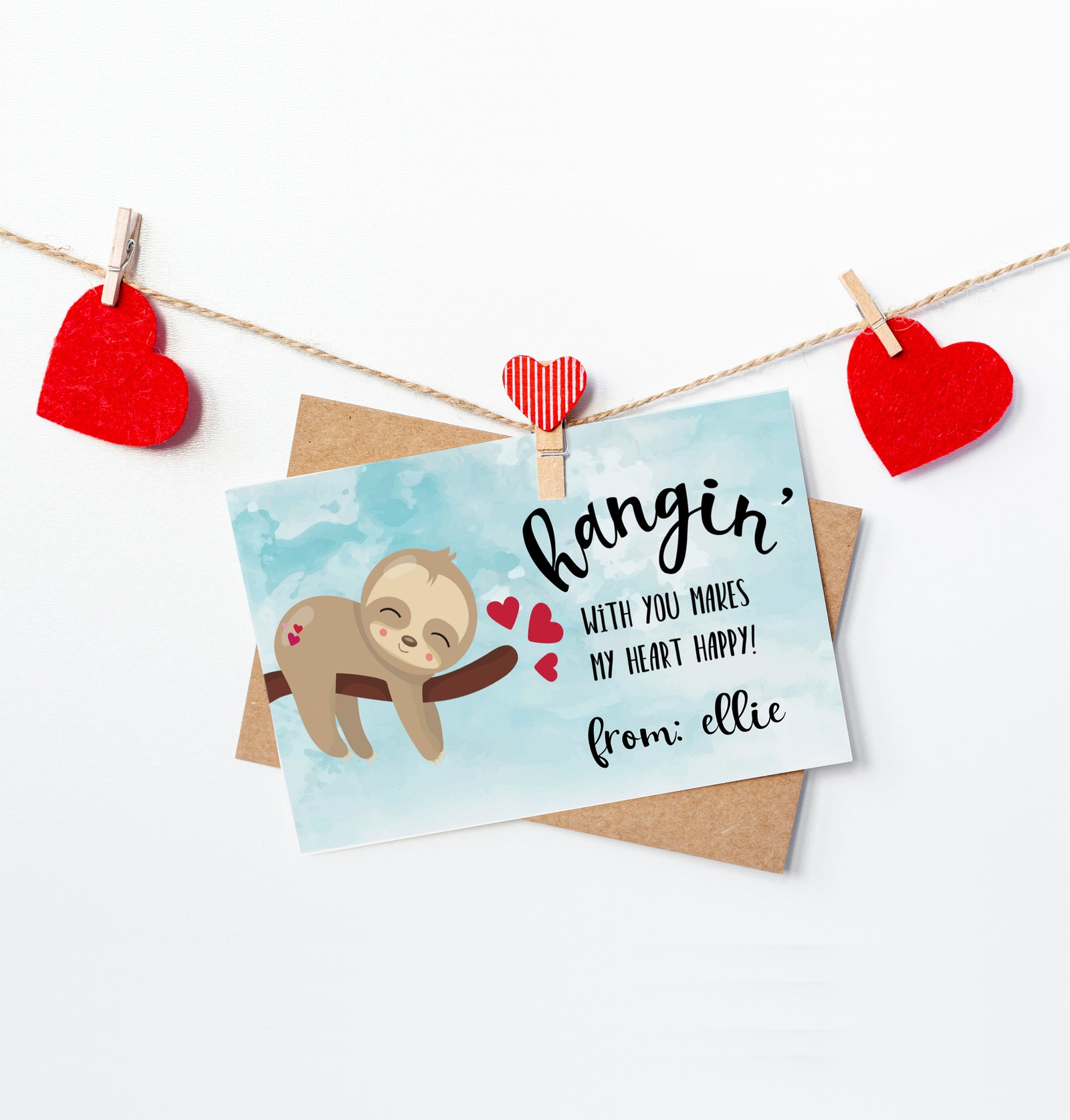 Printable Sloth Valentine's Day Card