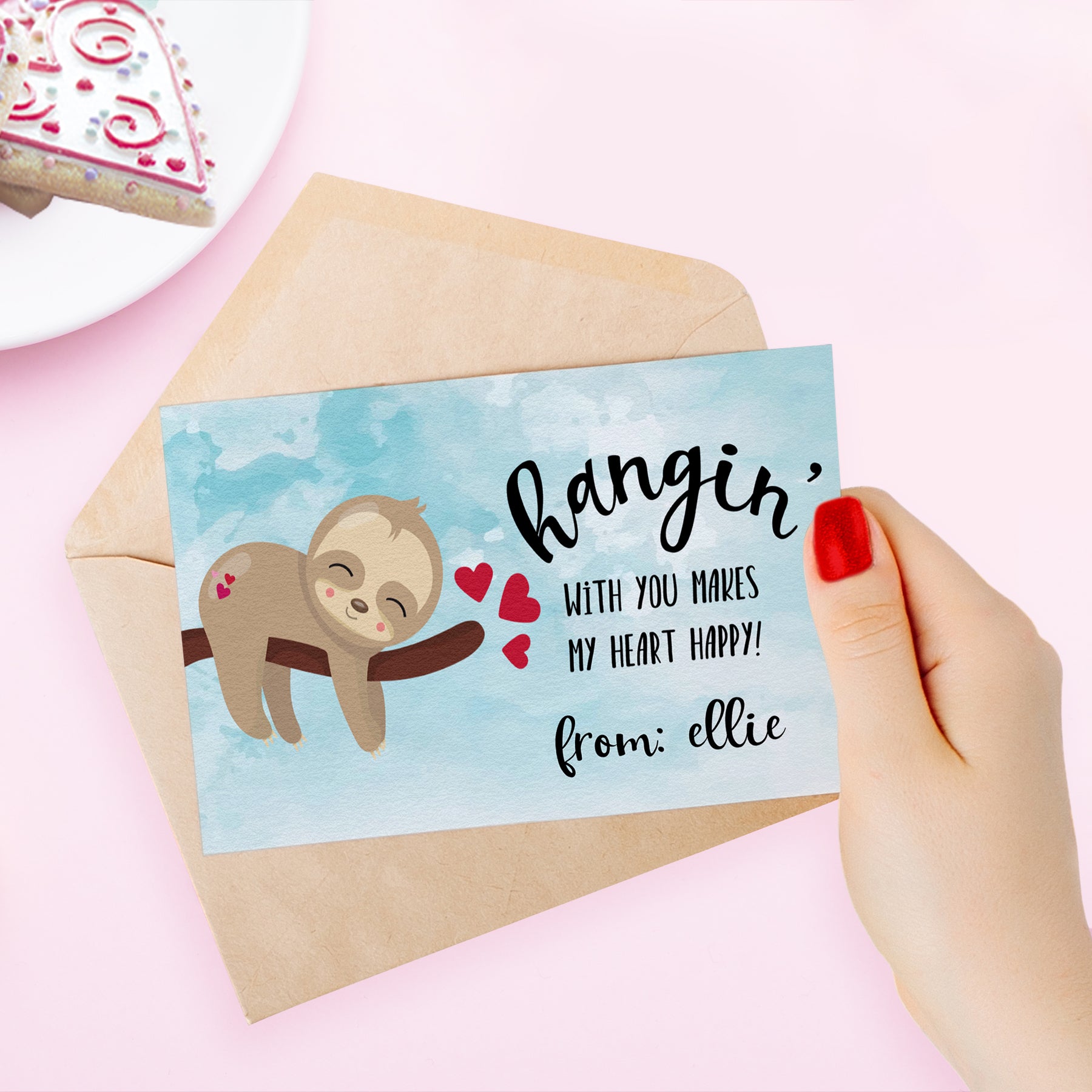 printable sloth cards for Valentine's Day, editable sloth valentine card for school party, gifts for kids, gift ideas for valentine school party
