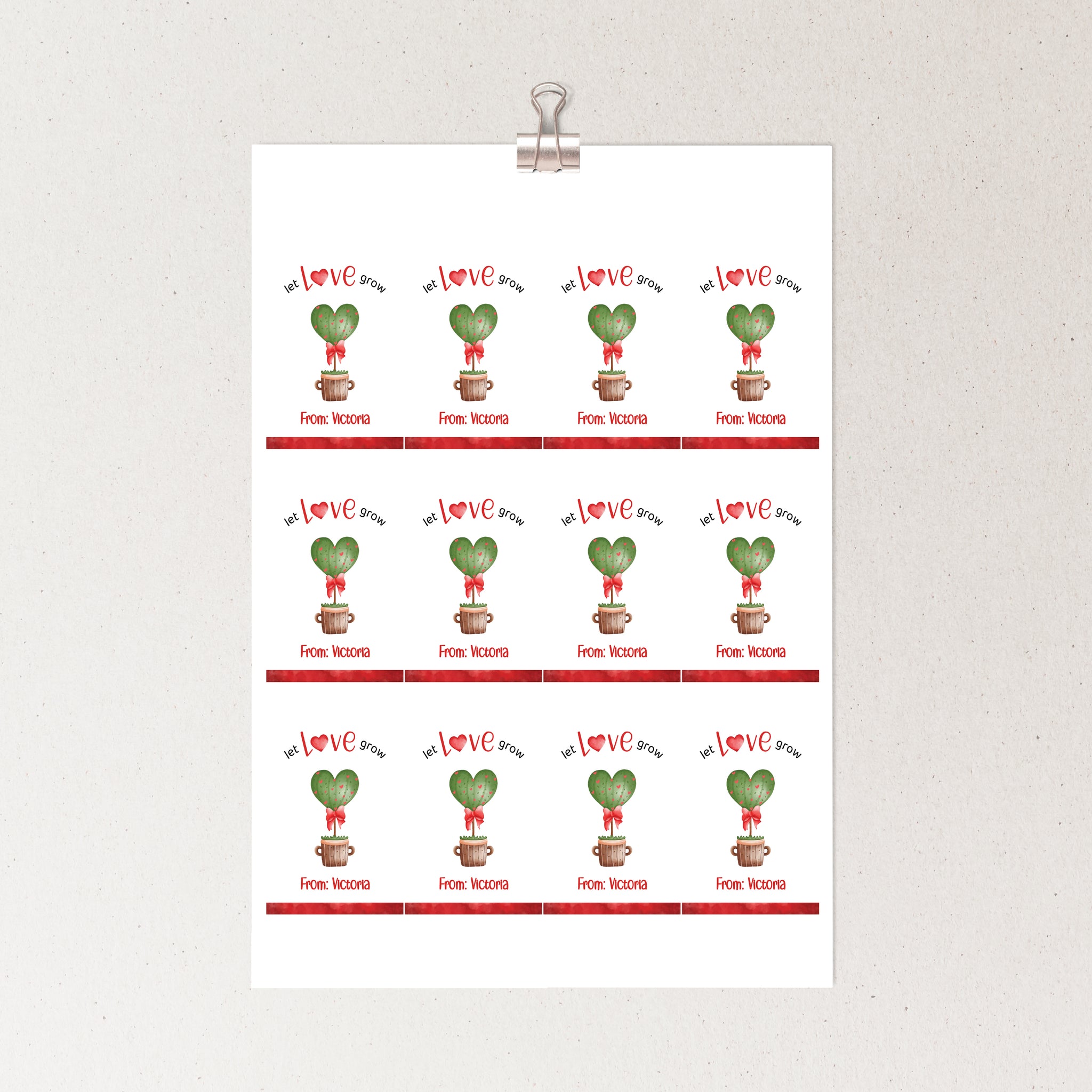 succulent name tags free Printable Succulent Tags - Personalized Plant Valentine's Day Gift Tag