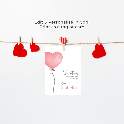 Printable Valentine Heart Balloon Tags