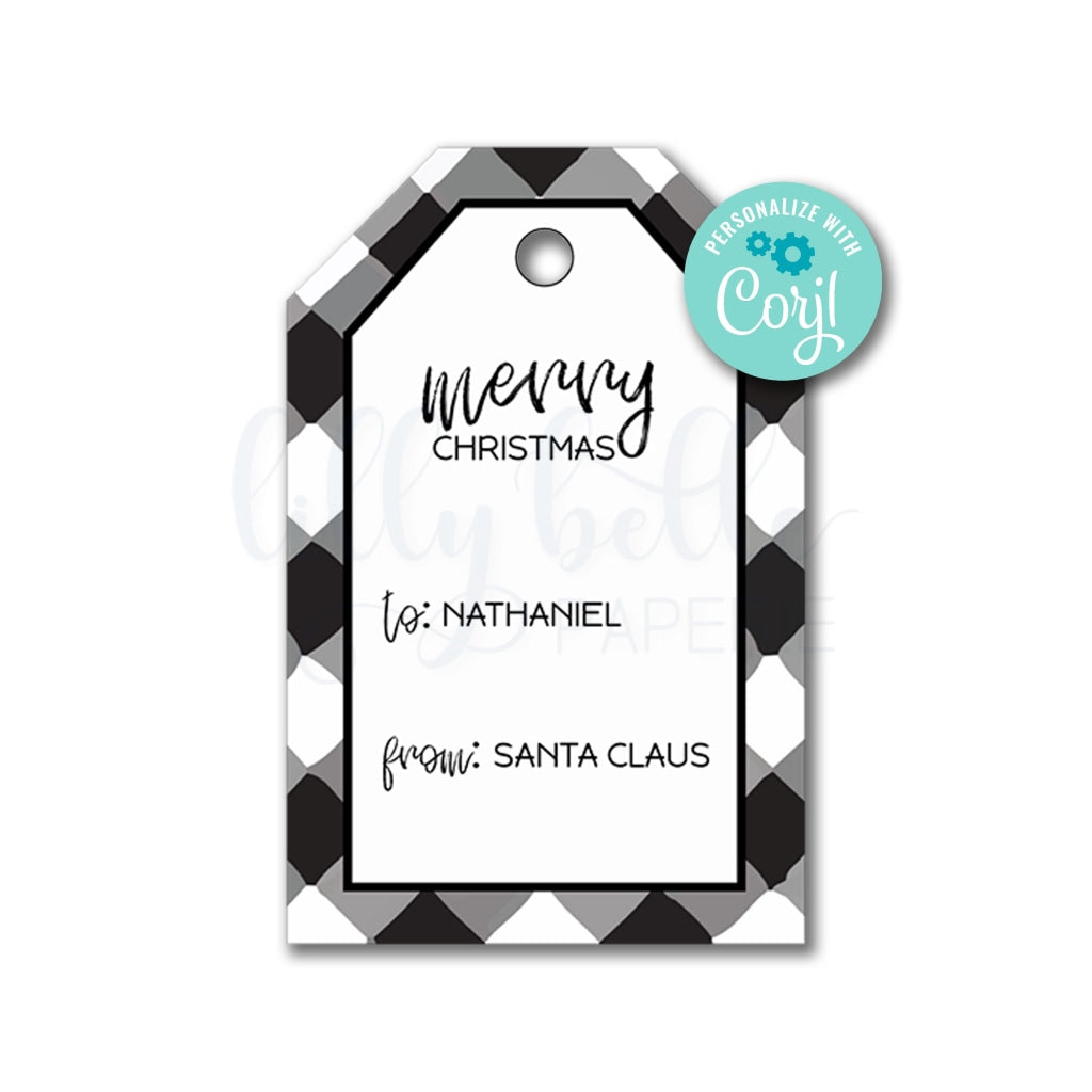 White Buffalo Plaid Christmas To/from Tags Invitations